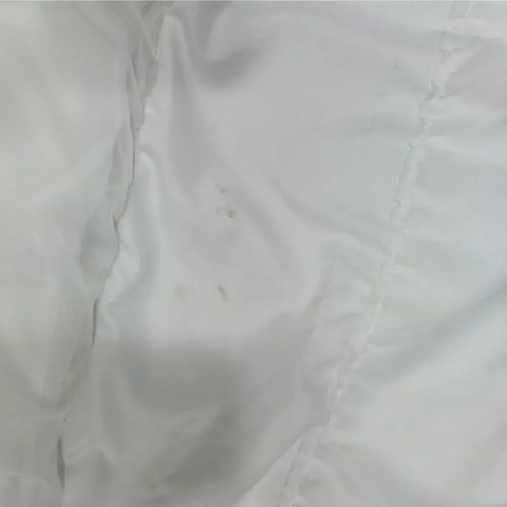 GORGEOUS PURE WHITE RUFFLED/TIERED CHIFFON FLOUNCY SHOWER CURTAIN! 72